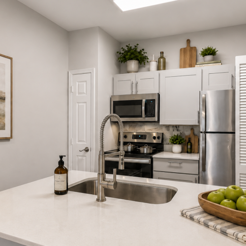 modern luxury kitchen white quartz countertops