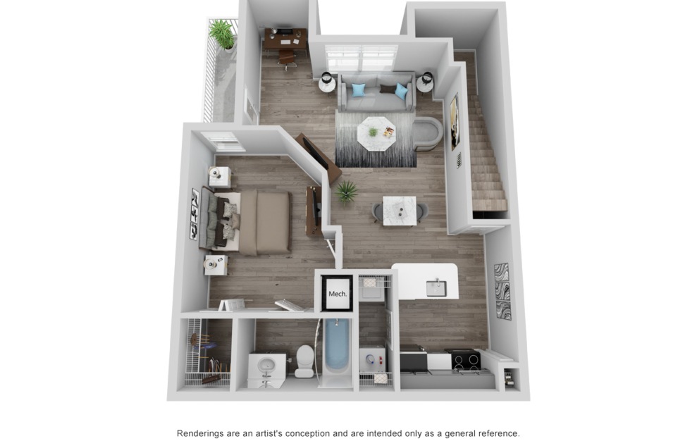 Brighton Cheshire - 1 bedroom floorplan layout with 1 bath and 672 square feet.