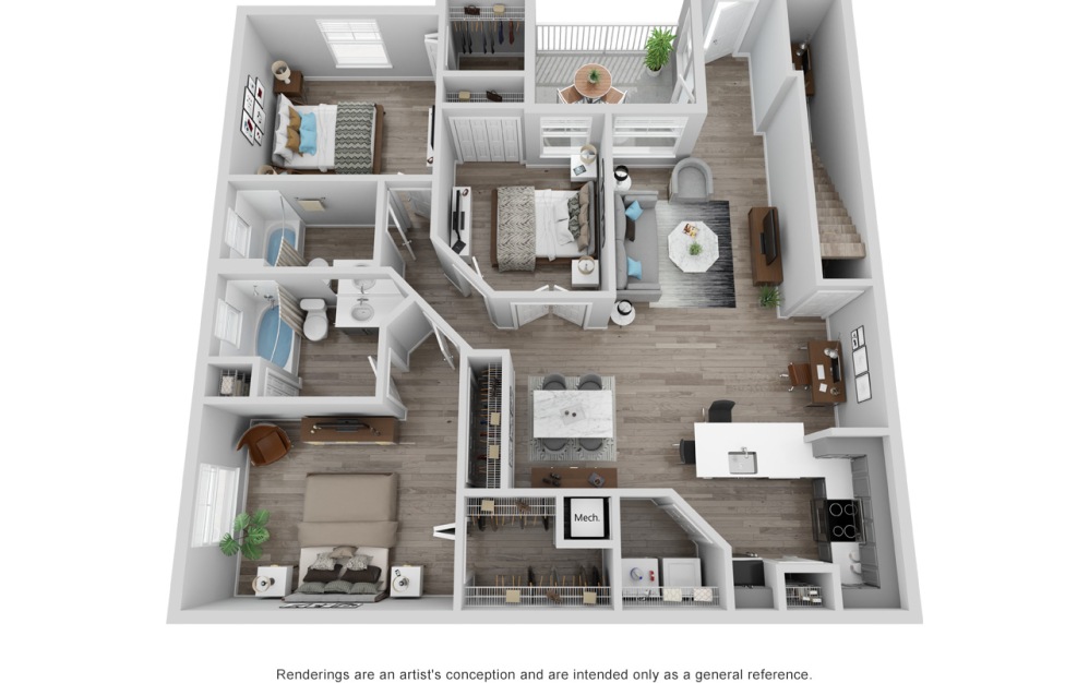 Lincolnshire Moray - 3 bedroom floorplan layout with 2 bathrooms and 1322 square feet