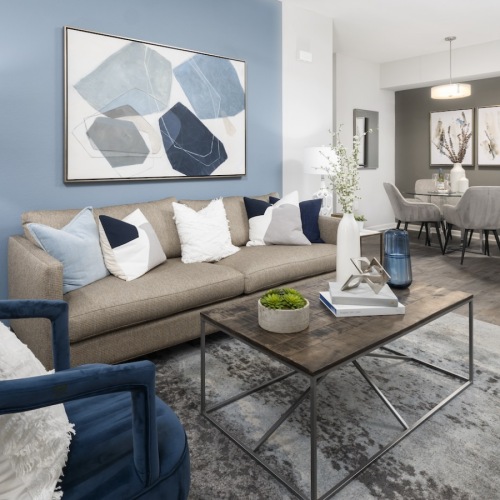 The Kensley Model Apartment Living Room with Furnishings The Kensley Model Apartment Living Room with Furnishings