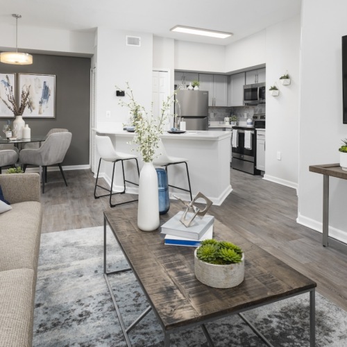The Kensley Model Apartment Living Room with Furnishings The Kensley Model Apartment Living Room with Furnishings