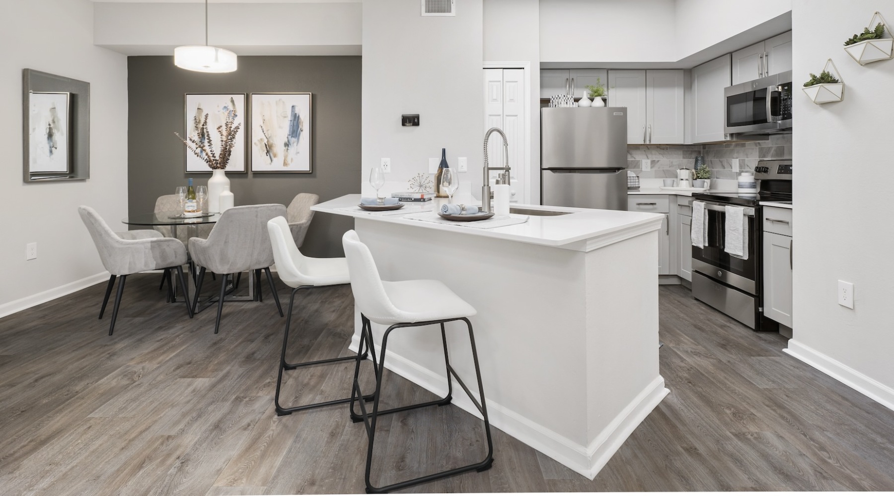 The Kensley Model Apartment Dining Room and Kitchen